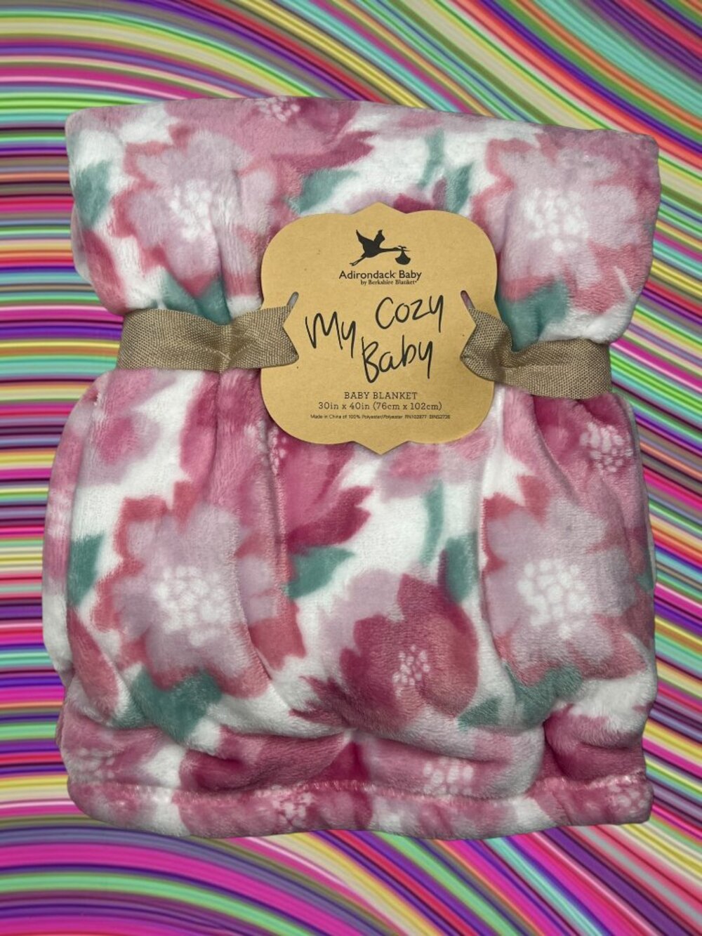 NWT Floral Flowers Garden Plush Adirondack Baby Blanket Pink Toddler My Cozy - Picture 8 of 8